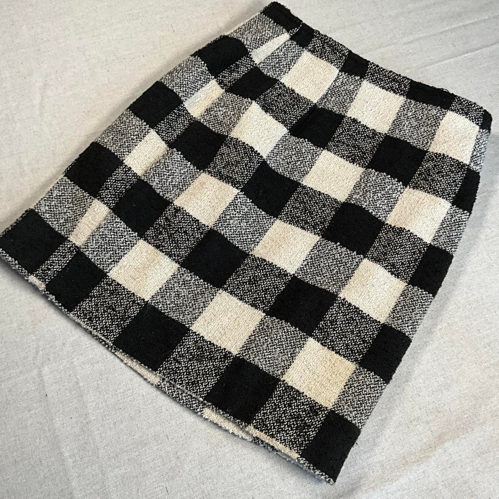 Womens The Limited Black Cream Plaid Made Italy Wool Blend Skirt (14x20)
